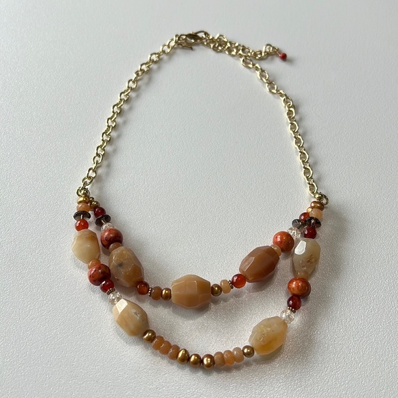 Studio Barse Jewelry - Barse Natural Stone Double Layered Gold Tone Necklace